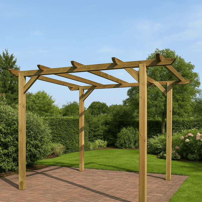 PERGOLA 300x300xh247 cm CON STRUTTURA IN LEGNO PER GIARDINO ED ESTERNI