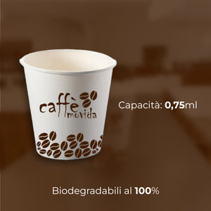 Bicchieri Caffe Carta 75ml Maxi Scorta 2000pz 100% Biodegradabili Made in Italy