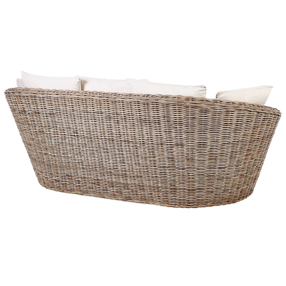 Divano da giardino in rattan naturale con cuscini esterno elegante stile boho