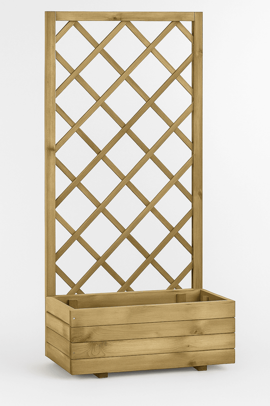 FIORIERA DA ESTERNO CON GRIGLIA IN LEGNO 70x35xh140 cm "ECOFLORA"  IDEALE PER PIANTE RAMPICANTI