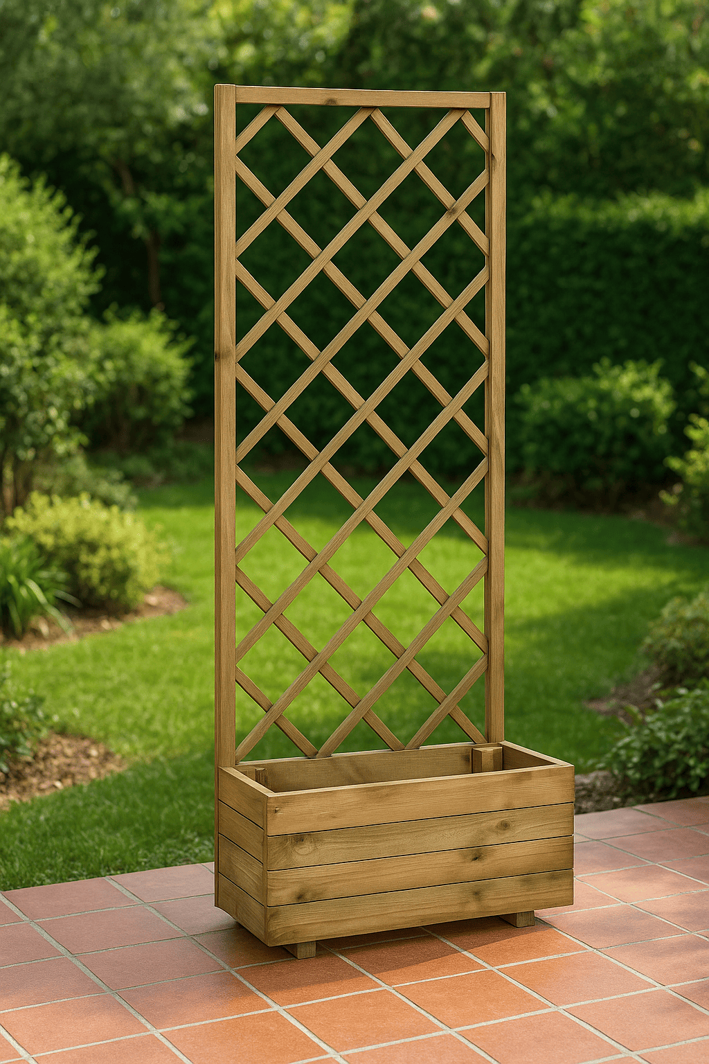 FIORIERA DA ESTERNO CON GRIGLIA IN LEGNO 70x35xh140 cm "ECOFLORA"  IDEALE PER PIANTE RAMPICANTI