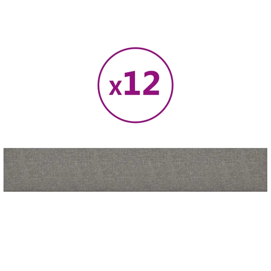 Testiera | Testata da Parete 12 pcs Grigio chiaro 90 x 15 cm Tessuto