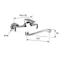 Rubinetto per lavello a muro con bocca a s girevole - serie class line