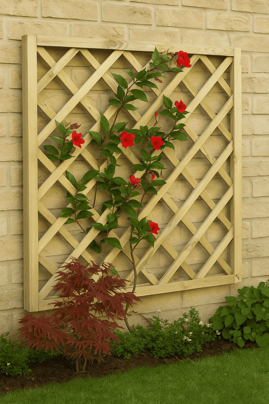 PANNELLO GRIGLIATO QUADRATO 90xh90cm IN LEGNO PER ESTERNO