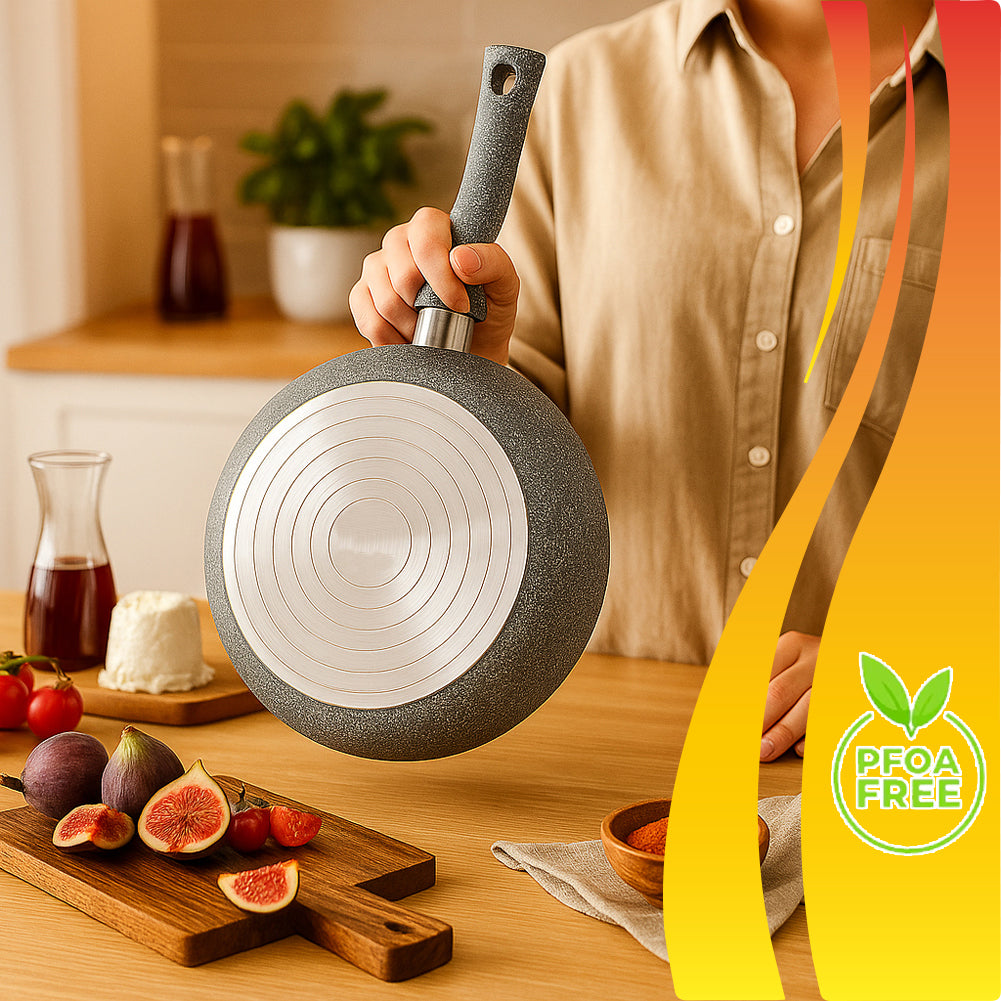 Set 3 Padelle Primolla 20-24-28cm in Alluminio Effetto Pietra Piano Cottura Gas