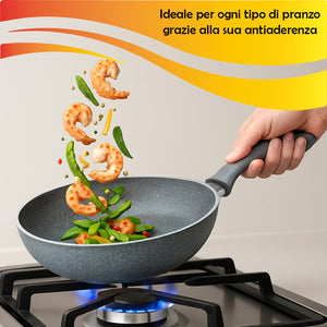 Set 3 Padelle Primolla 20-24-28cm in Alluminio Effetto Pietra Piano Cottura Gas