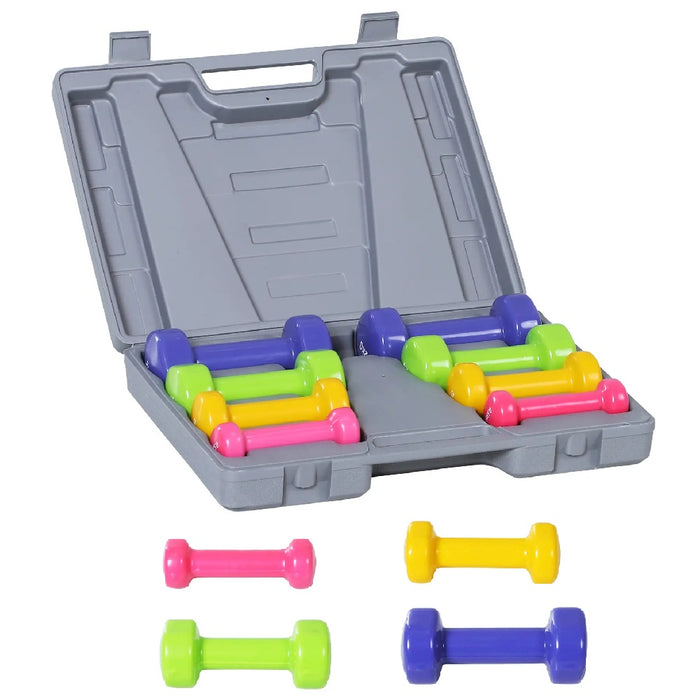 Set Manubri Palestra 8 Pesi Fitness con Valigetta 0.5kg 1kg 1.5kg 2Kg colorati