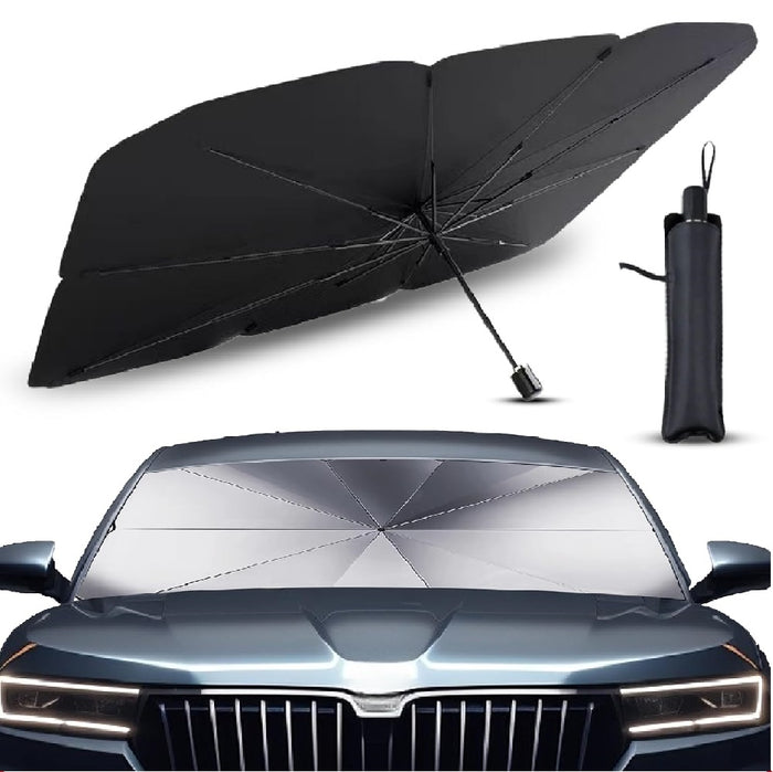 Kit 2pz Parasole Auto Protezione Solare Anteriore Apertura Ombrello Salvaspazio