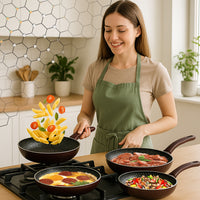 Set 3 Padelle Bee Rivestimento Nido D'Ape Antiaderente Made in Italy 20-24-28cm