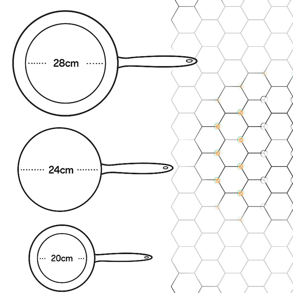 Set 3 Padelle Bee Rivestimento Nido D'Ape Antiaderente Made in Italy 20-24-28cm