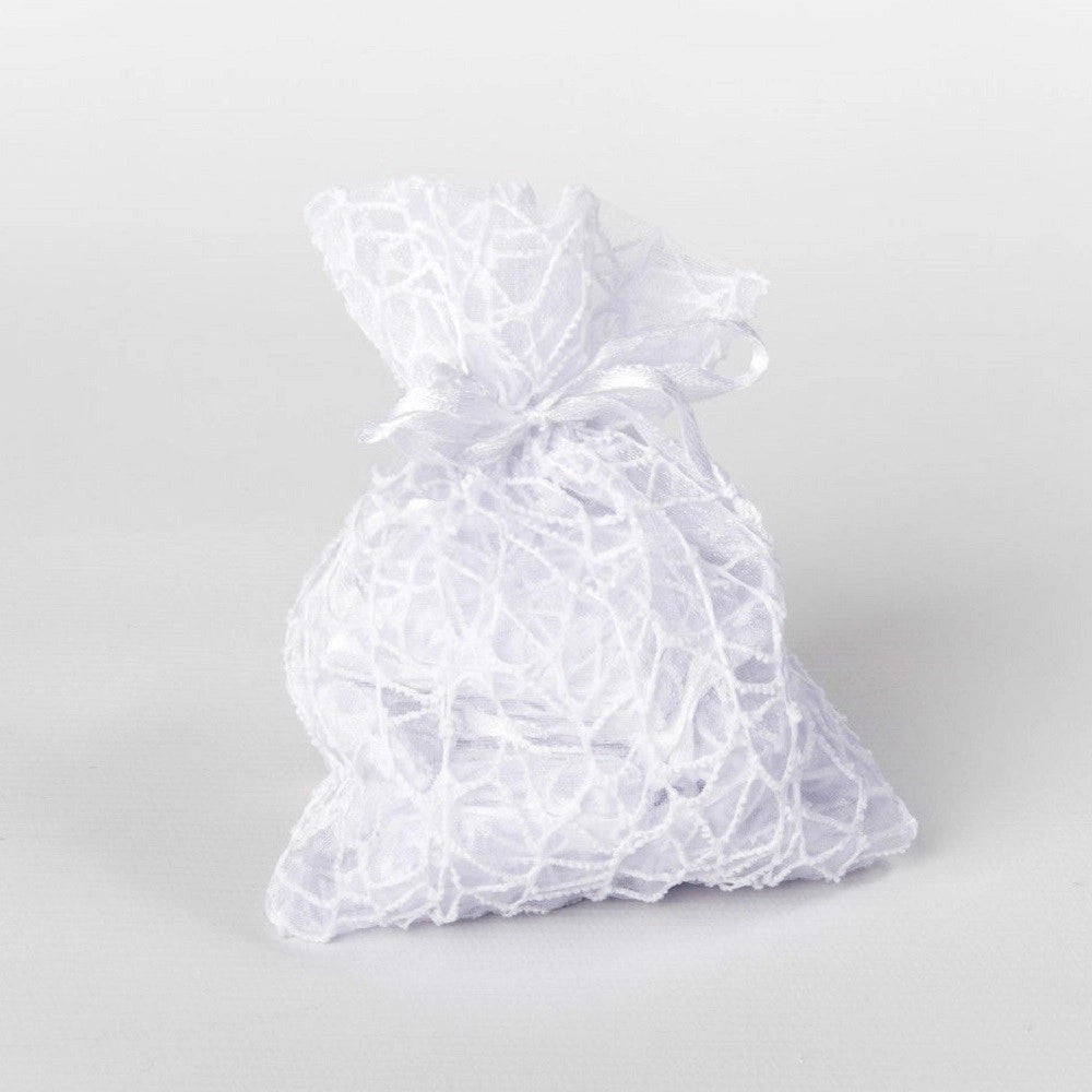 Trade Shop - 24 Pz. Sacchetti Rete Organza Porta Confetti Matrimonio Battesimo Bomboniera -
