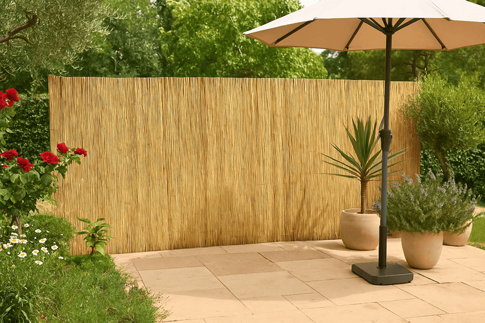 Arella ombreggiante da esterno con filo metallico 1,50x3h mt in bamboo