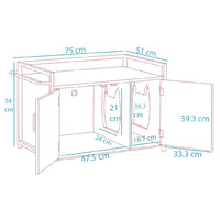 Mobile Lettiera per Gatti Bianco con 2Ante Chiusura Magnetica e Ingresso Laterale
