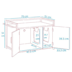 Mobile Lettiera per Gatti Bianco con 2Ante Chiusura Magnetica e Ingresso Laterale