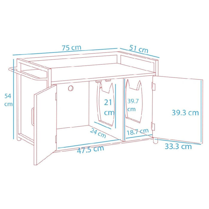 Mobile Lettiera per Gatti Bianco con 2Ante Chiusura Magnetica e Ingresso Laterale