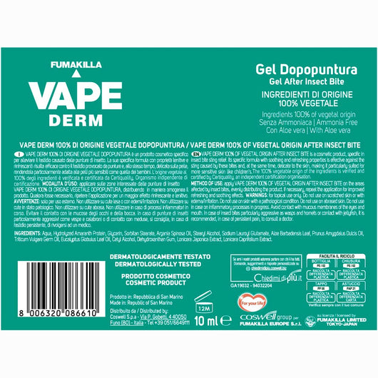 2 x Vape Derm Penna Gel Dopopuntura Zanzare Ingredienti Vegetali Lenitivo 1x10ml
