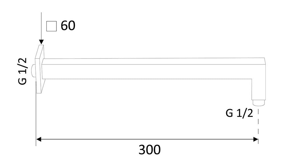 Braccio Doccia in Ottone Sezione Quadrata Nichel Spazzolato Opaco - REMER Rubinetterie