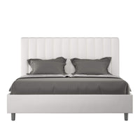 Letto Matrimoniale rivestito in Similpelle - AGUEDA Tipologia Letto: Con Rete, Colore: Bianco, Dimensione Rete: 160x210