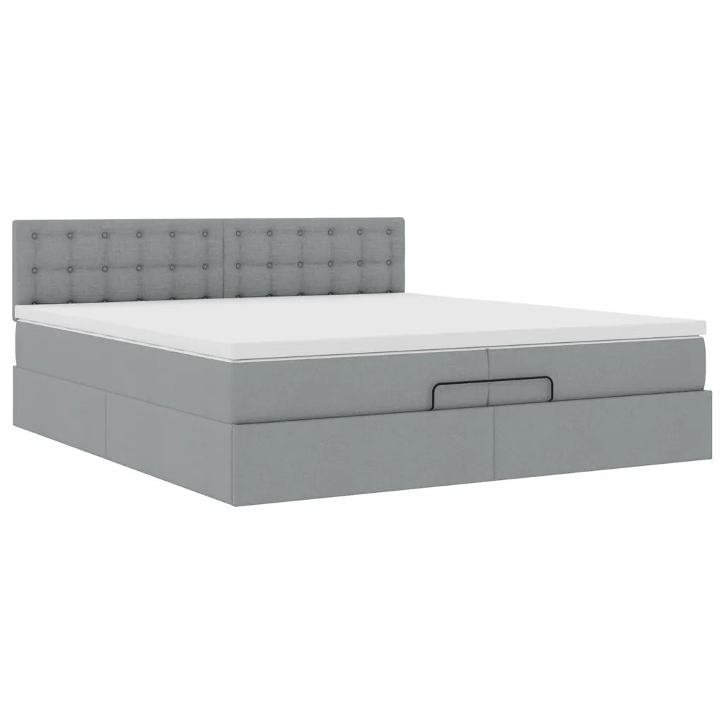 Struttura Letto Pouf con Materassi 200x200 cm in Tessuto 3312499
