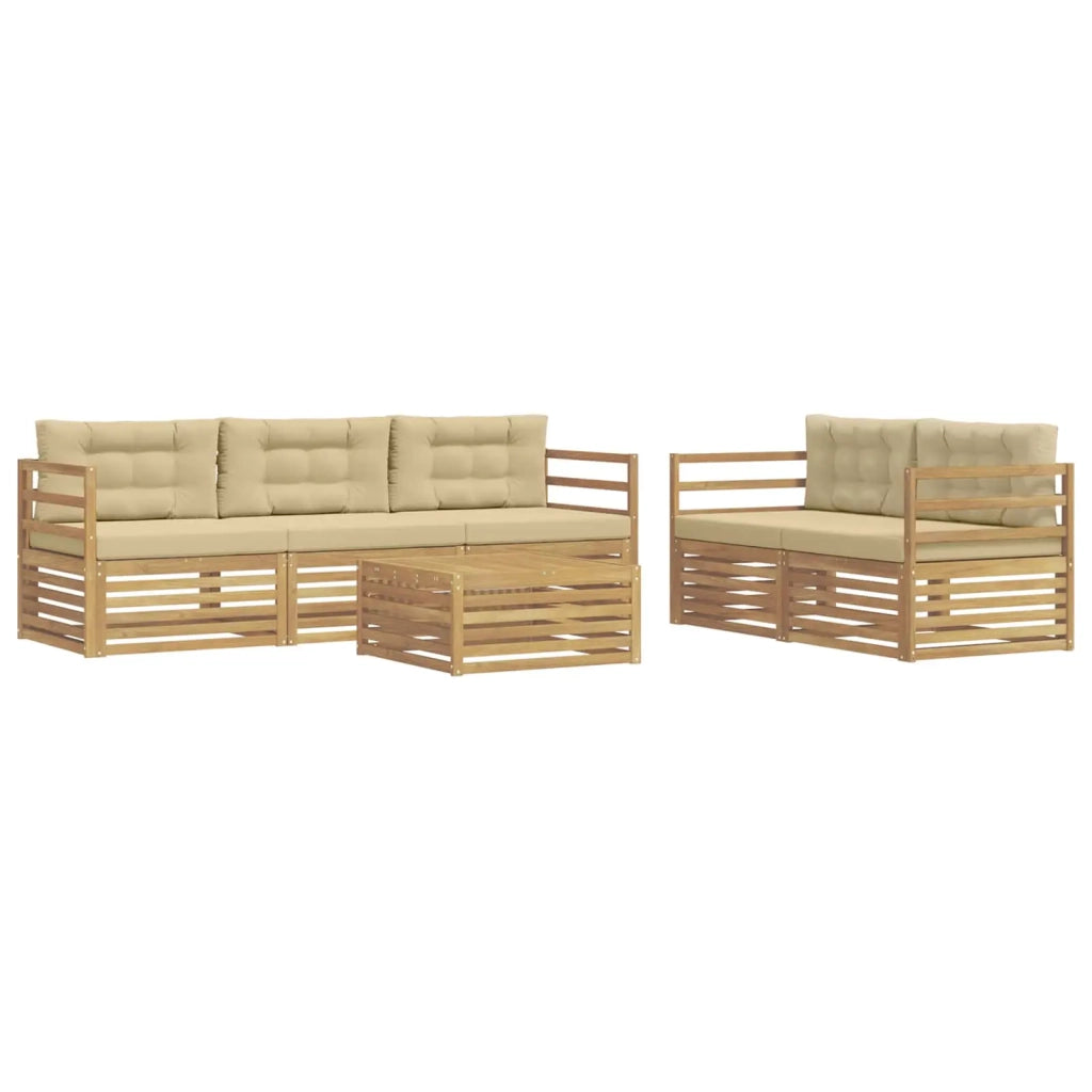 Set di divani da esterno 6 pz Bianco e Beige 3390028