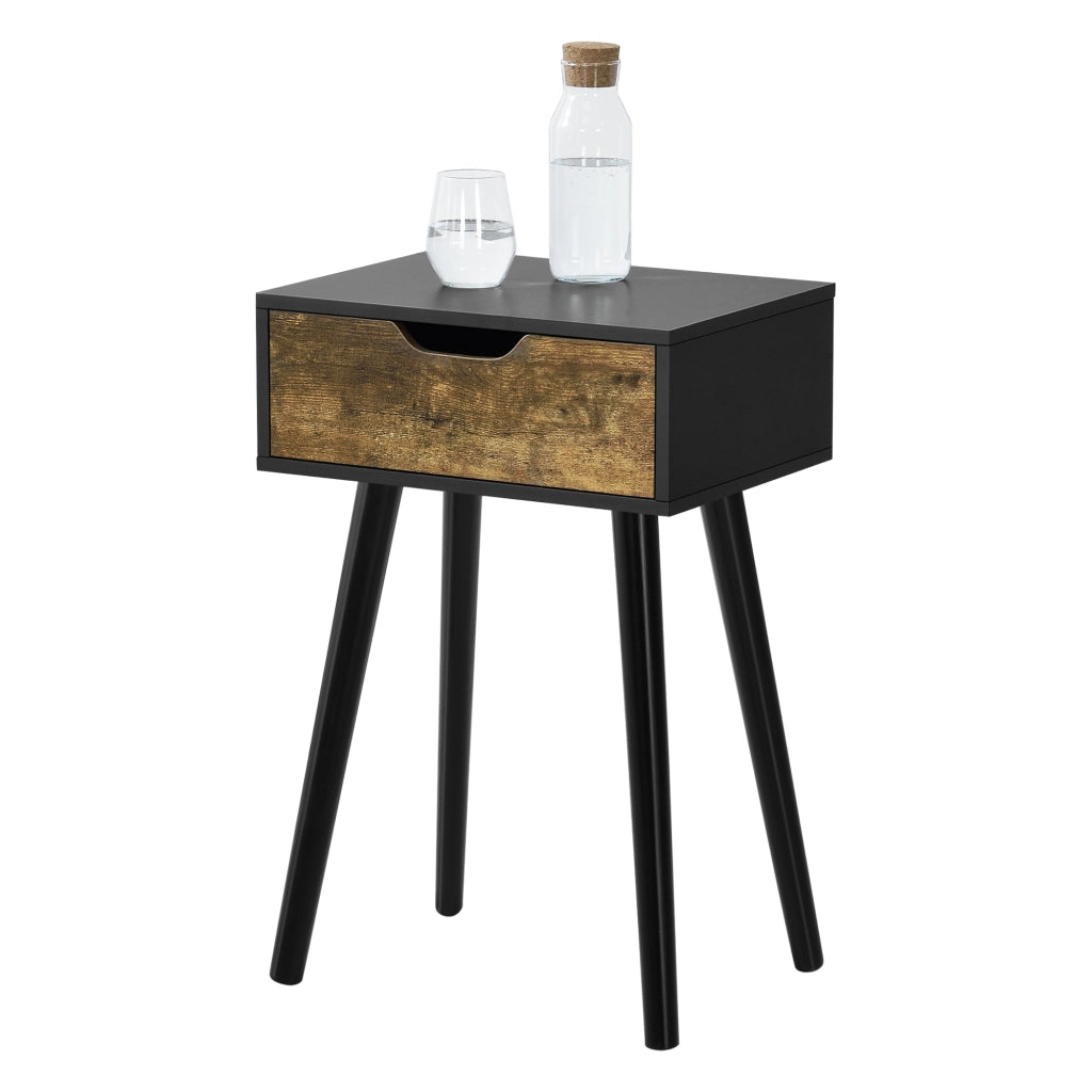 Set Östersund di 2 Comodini con Cassetto - Nero / Effetto Legno Scuro [en.casa]