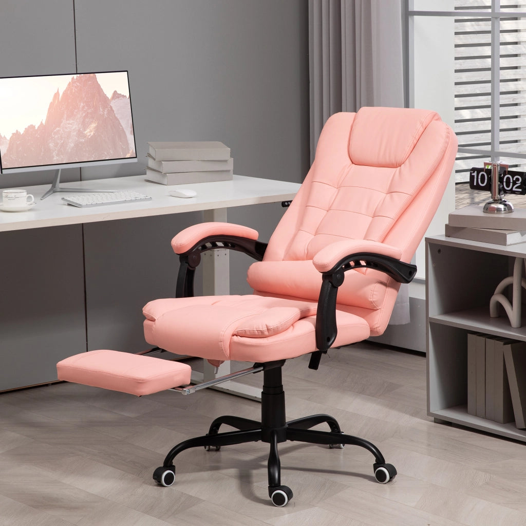 Sedia da ufficio massaggiante con poggiapiedi retrattile ¨C zephmum ¨C rosa