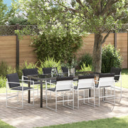 Set da pranzo da giardino 9 pezzi con cuscini Bianchi in Textilene e Acciaio