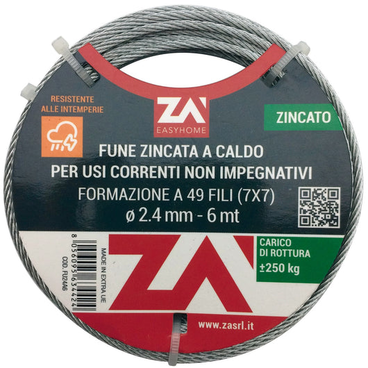 cavetto acciaio zincato antigiro 133f diam.6 mt 25 cod:ferx.1735