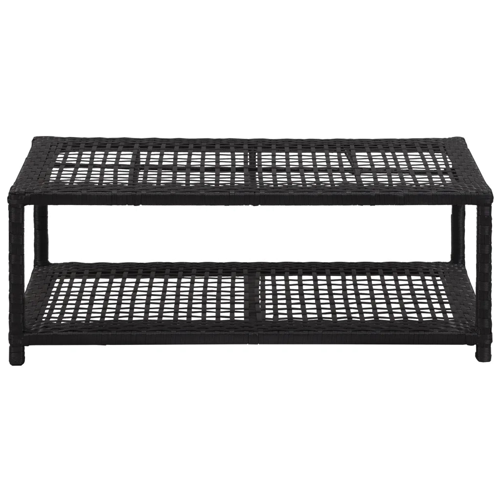 Scarpiera con Panchina Nera 80x40x30 cm in Polyrattan 46978