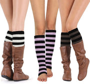 Leggins di calore - Accessori invernali - Stile trendy - Tinta nera + Viola, Nera + Bianca, Nera + Marrone - Ideali per stivali - Varie