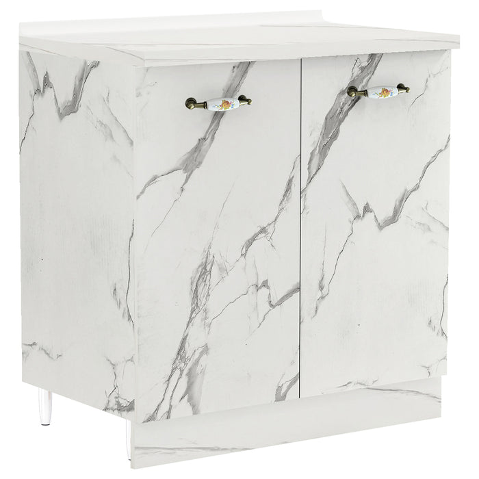 Mobile Base Cucina Componibile in Legno Bianco Effetto Marmo 2 Ante 2 Scomparti