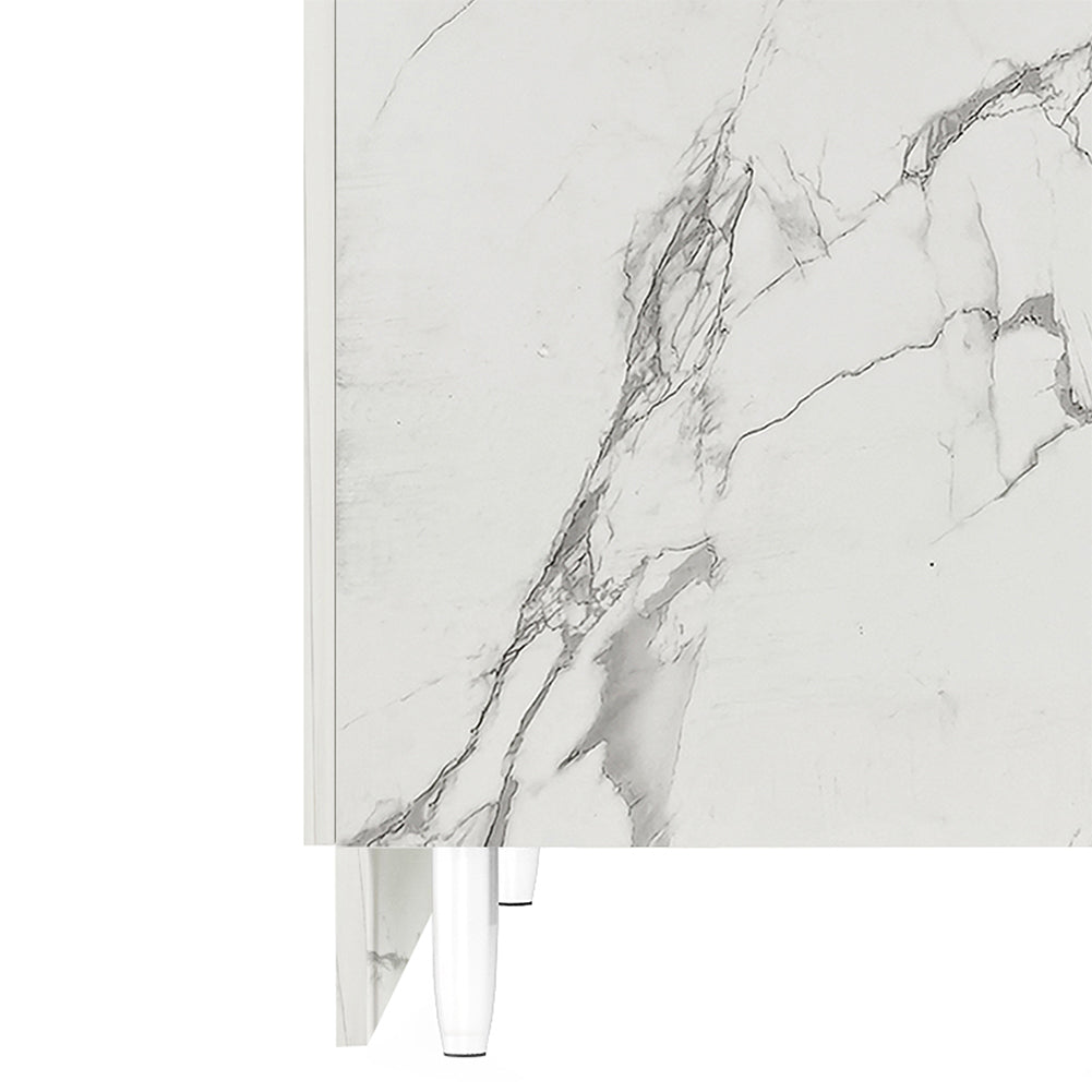 Mobile Base Cucina Componibile in Legno Bianco Effetto Marmo 2 Ante 2 Scomparti