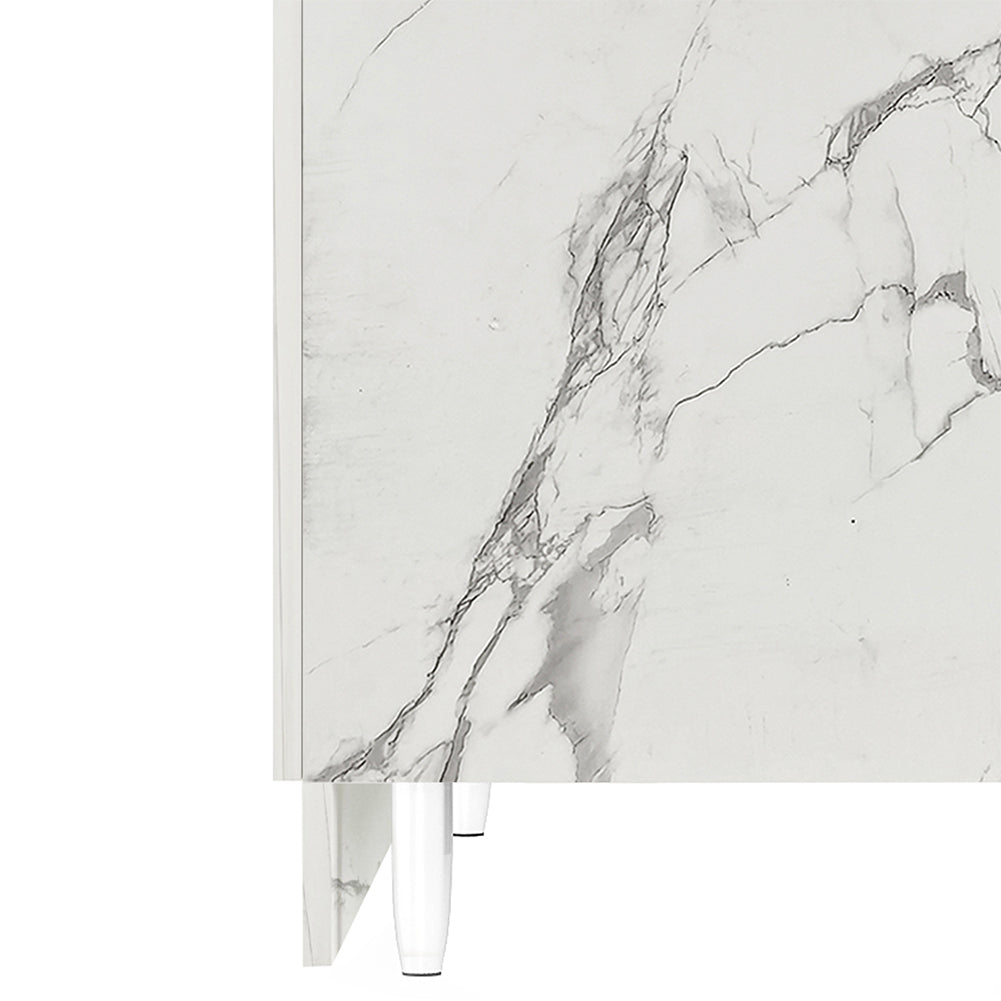 Mobile Sottolavello Cucina Componibile Mobiletto Bianco Effetto Marmo con 2 Ante