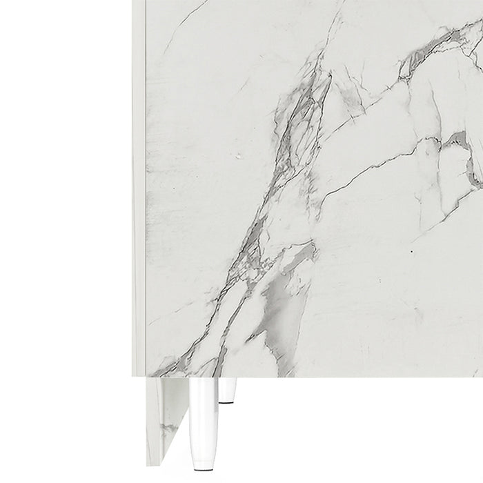 Mobile Sottolavello Cucina Componibile Mobiletto Bianco Effetto Marmo con 2 Ante