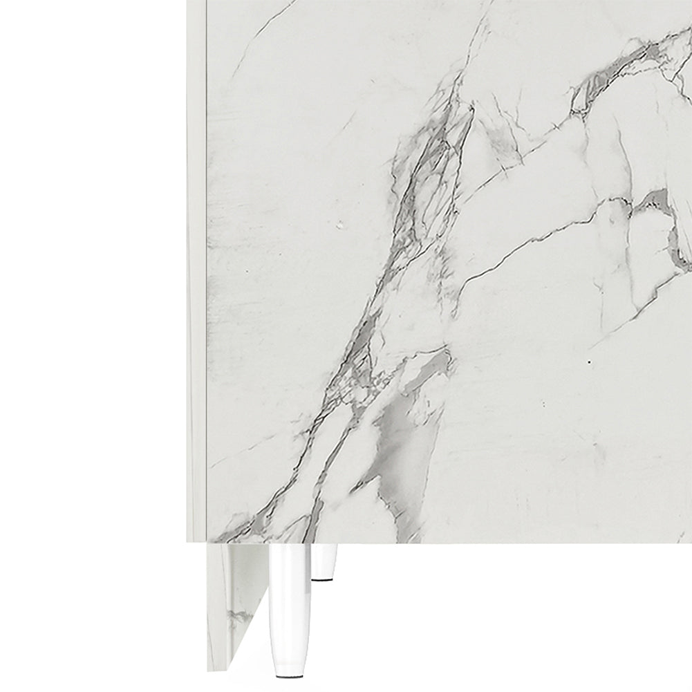 Mobile Sottolavello Cucina Componibile Mobiletto Bianco Effetto Marmo con 3 Ante