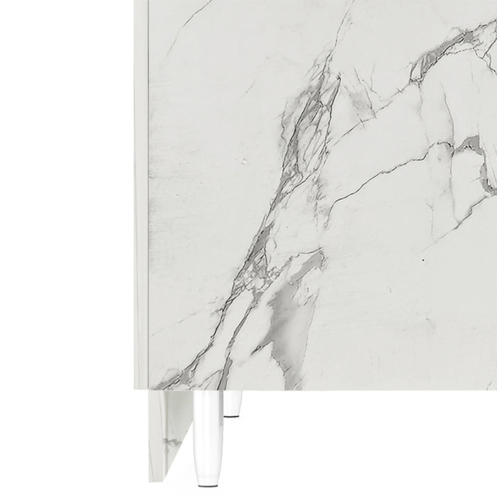 Mobile Sottolavello Cucina Componibile Mobiletto Bianco Effetto Marmo con 3 Ante