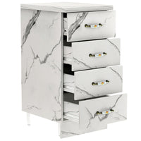 Cassettiera per Cucina Mobile Mobiletto 4 Cassetti in Legno Bianco Effetto Marmo