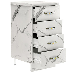 Cassettiera per Cucina Mobile Mobiletto 4 Cassetti in Legno Bianco Effetto Marmo