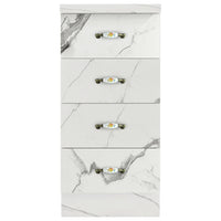 Cassettiera per Cucina Mobile Mobiletto 4 Cassetti in Legno Bianco Effetto Marmo