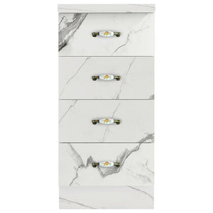 Cassettiera per Cucina Mobile Mobiletto 4 Cassetti in Legno Bianco Effetto Marmo