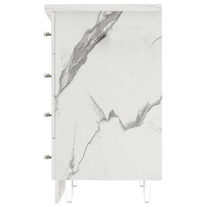 Cassettiera per Cucina Mobile Mobiletto 4 Cassetti in Legno Bianco Effetto Marmo
