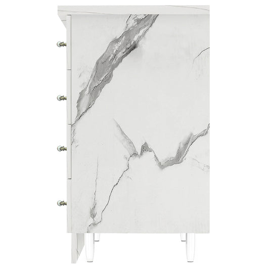 Cassettiera per Cucina Mobile Mobiletto 4 Cassetti in Legno Bianco Effetto Marmo
