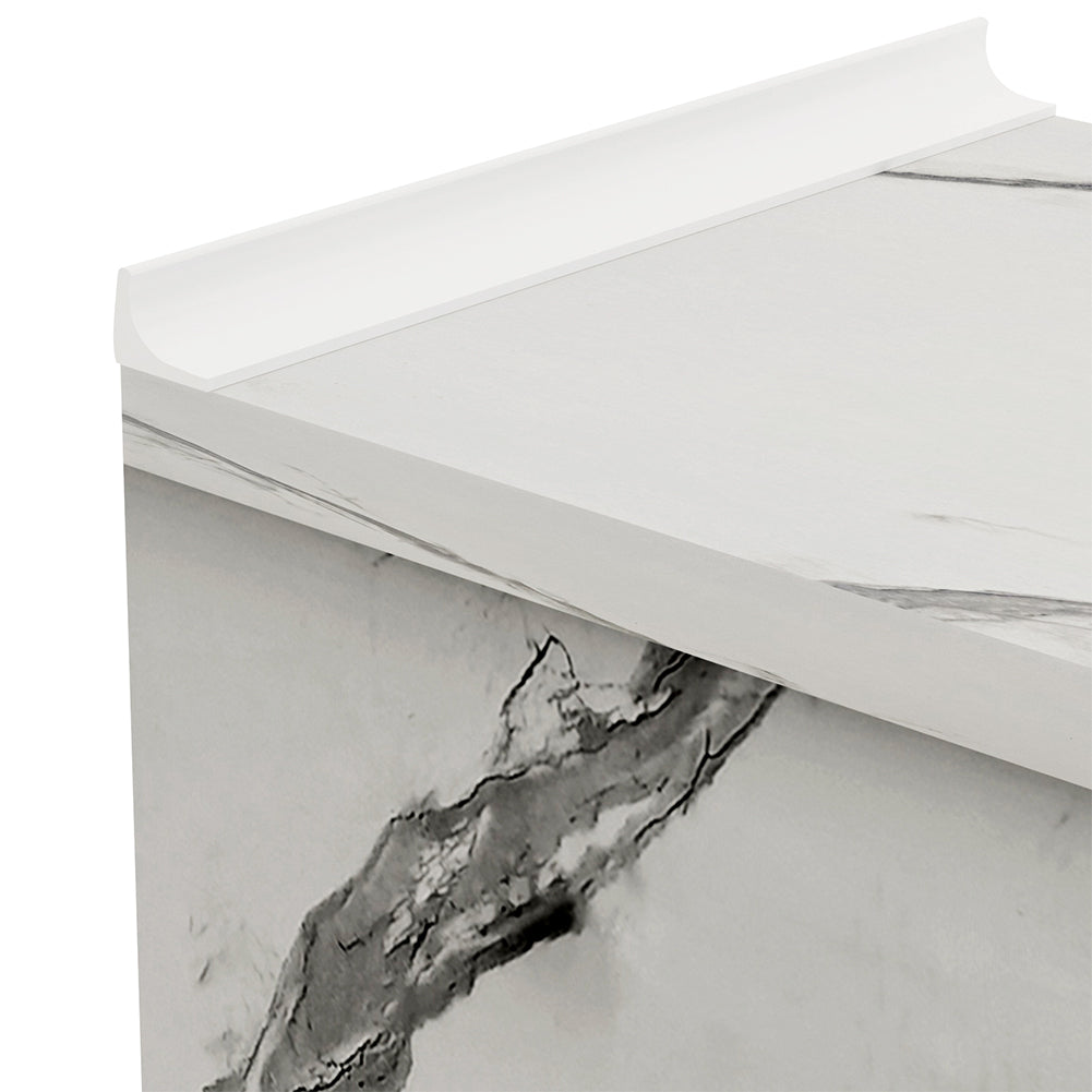 Cassettiera per Cucina Mobile Mobiletto 4 Cassetti in Legno Bianco Effetto Marmo