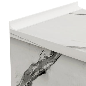 Cassettiera per Cucina Mobile Mobiletto 4 Cassetti in Legno Bianco Effetto Marmo