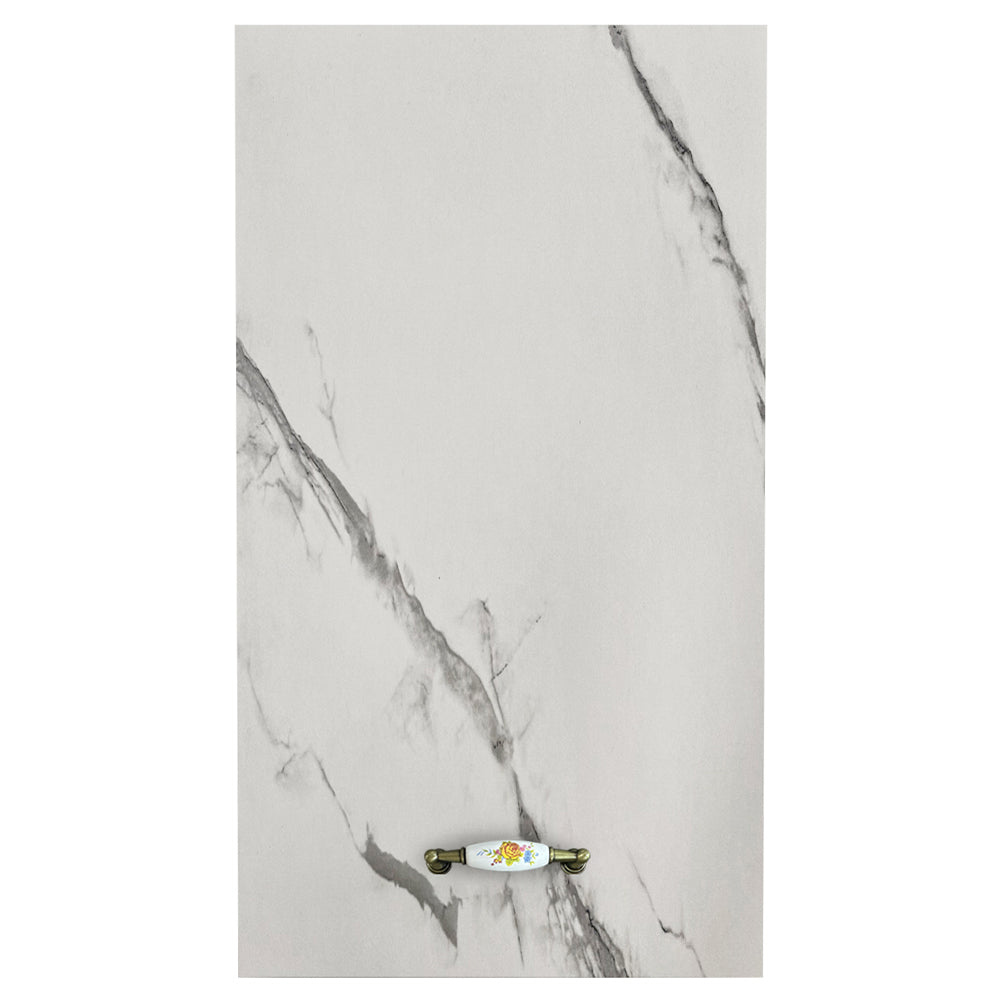 Pensile da Cucina Armadio Sospeso da Parete Design Minimal Bianco Effetto Marmo