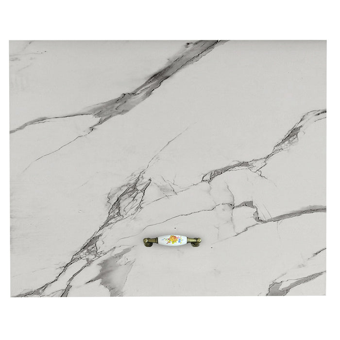 Pensile da Cucina Sopracappa Ribaltabile Sospeso da Parete Bianco Effetto Marmo