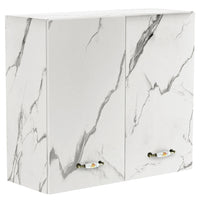 Pensile da Cucina Armadio Sospeso da Parete Doppia Anta Bianco Effetto Marmo