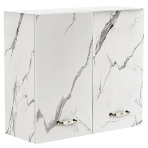Pensile da Cucina Armadio Sospeso da Parete Doppia Anta Bianco Effetto Marmo