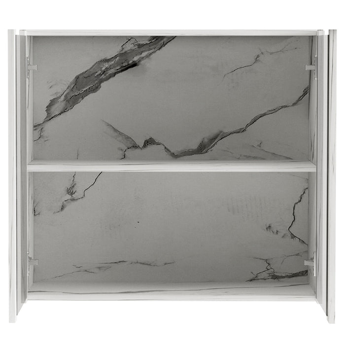 Pensile da Cucina Armadio Sospeso con Vetro da Parete Bianco Effetto Marmo