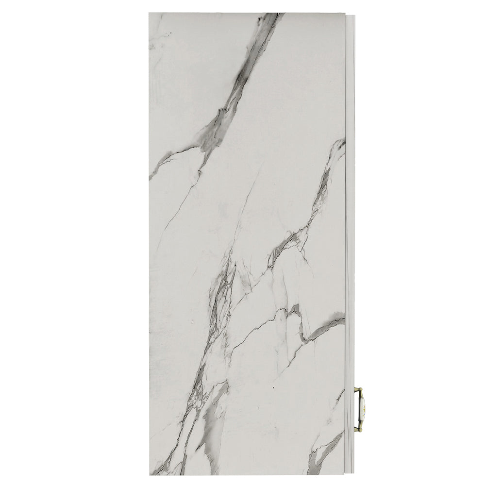 Pensile da Cucina Armadio Sospeso con Vetro da Parete Bianco Effetto Marmo